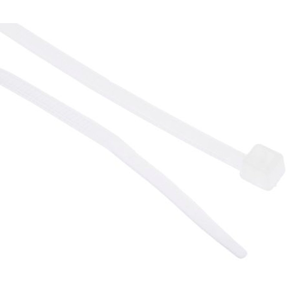 RS PRO Cable Tie, 100mm x 2.5mm, Natural Nylon, Pk-100