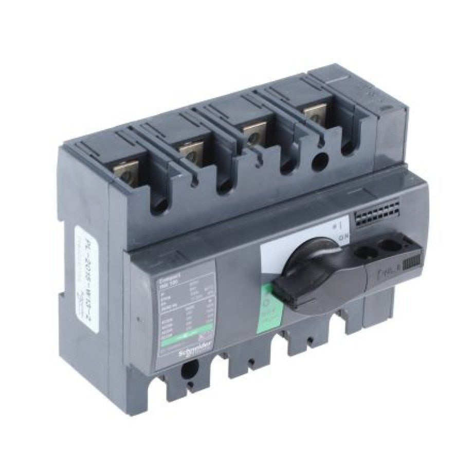 Schneider Electric 4P Pole Isolator Switch - 100A Maximum Current, 55kW Power Rating, IP40