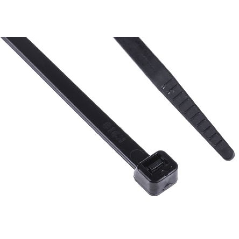 RS PRO Cable Tie, 250mm x 4.8mm, Black Nylon, Pk-100